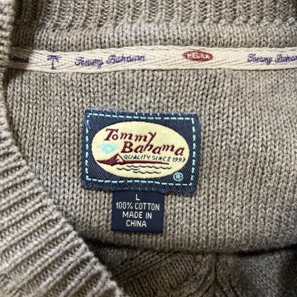 Tommy Bahama Sweater Mens Large Taupe Tan V Neck Golf Casual Knit Pullover Top - Picture 6 of 7